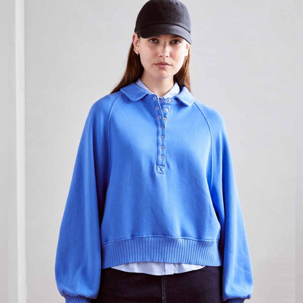 Aerie Cobalt Blue Quarter Snap Sweatshirt